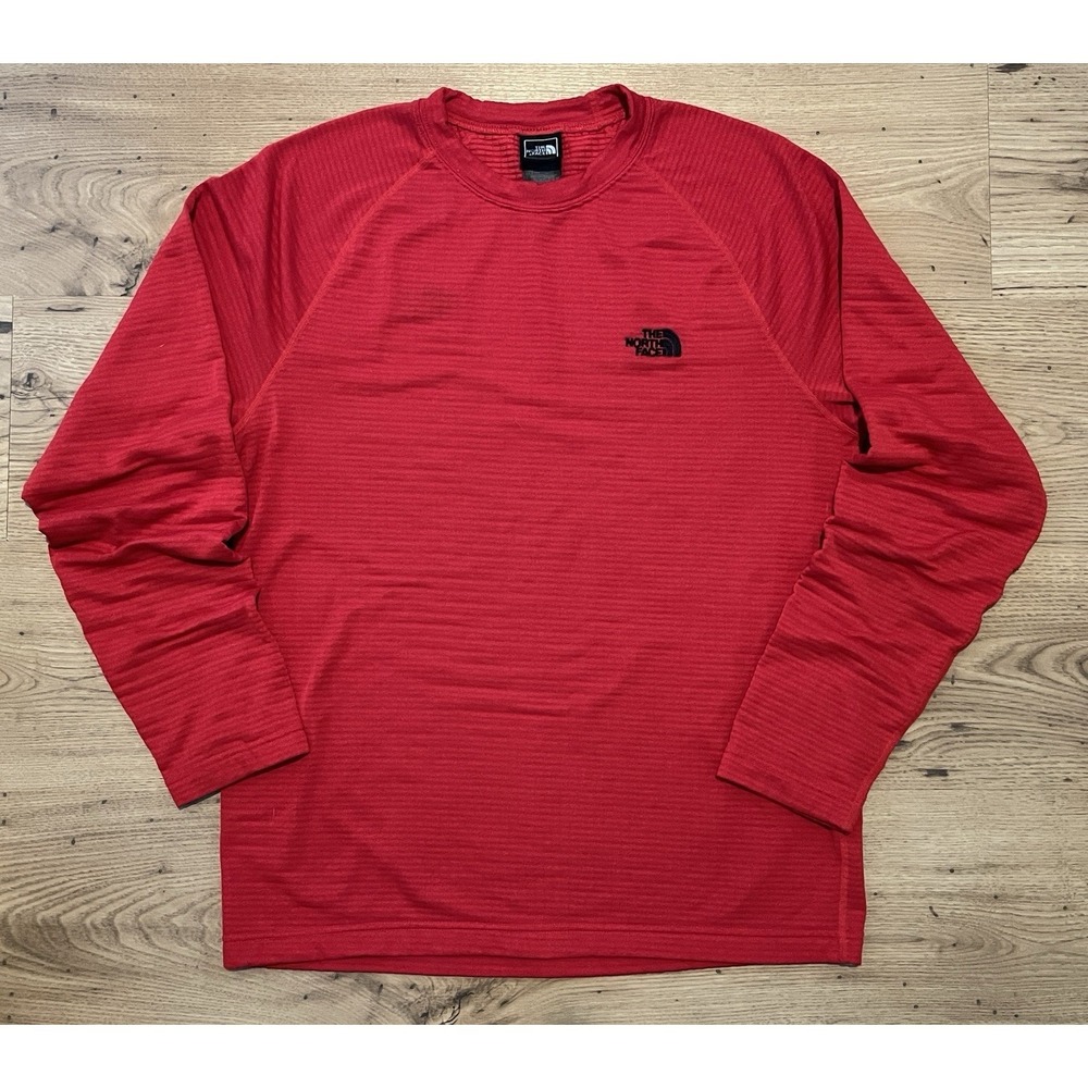 The North Face Mens FlashDry Long Sleeve Running Hike Shirt Mens M Red Outdoor - Picture 2 of 9